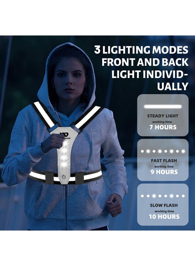WEST BIKING Running Vest Light Led Running Reflective Gear For Walking At Night High Visibility Night Rechargeable Light Up Running Vest Adjustable Running Lights For Runners (Black) - Image 4