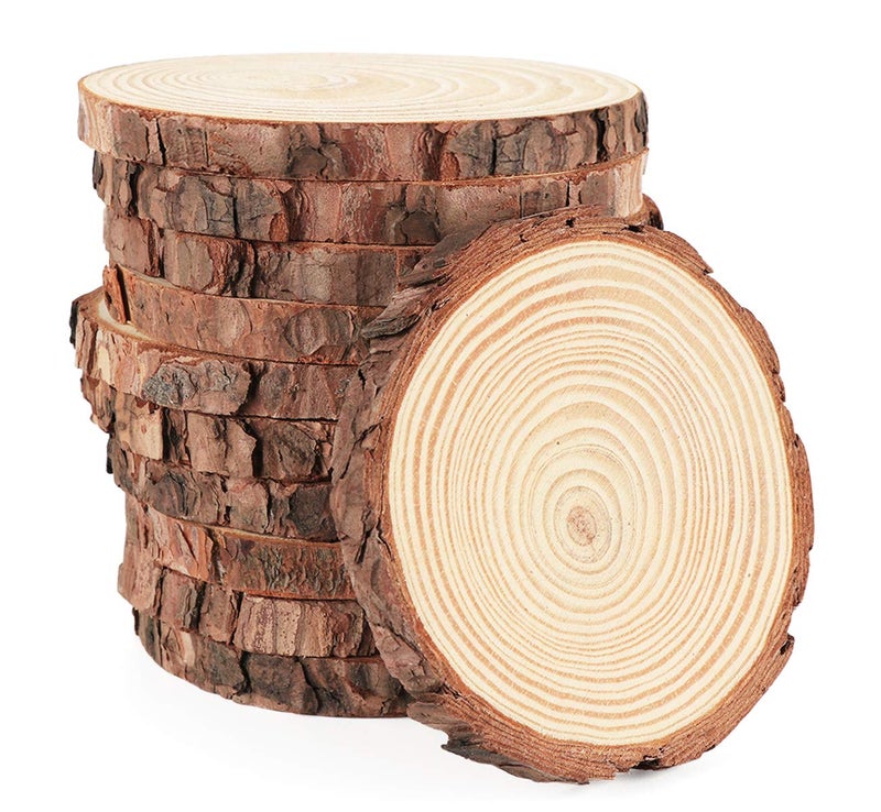 ilauke Wood Slices for Crafts 354 Unfinished Wood Crafts 16Pcs Natural Wood Rounds with Bark for Wedding Centerpieces Table Coasters Rustic Wood Decoration Wood Craft Supplies