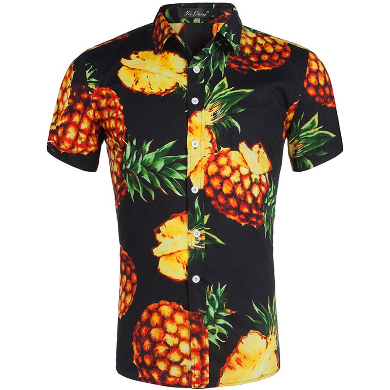 Cross-border plus size mens cotton poplin printed short-sleeved mens Hawaiian shirt Amazon shirts man Special note: GD025-5,GD025-6 pattern is polyester digital printing fabric