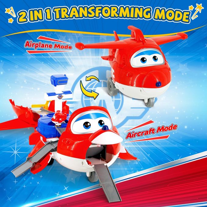 SUPER WINGS Jett's Takeoff Tower 2-in-1 Airplane Toys Playset with 2" Jett Mini Figure Transform-a-Robots, Toys for Preschool Kids, Gifts for Boys and Girls Age 3+, Educational Learning Toys - Image 3