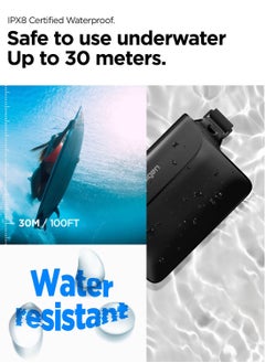 Spigen Aqua Shield Waterproof Pouch Bag A620 Dry Bag with Adjustable Waist Strap for Beach Swimming Fishing Camping Canoeing Hiking Kayaking Paddle Boarding & Boating - Black  - Image 3