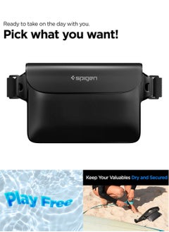 Spigen Aqua Shield Waterproof Pouch Bag A620 Dry Bag with Adjustable Waist Strap for Beach Swimming Fishing Camping Canoeing Hiking Kayaking Paddle Boarding & Boating - Black  - Image 2