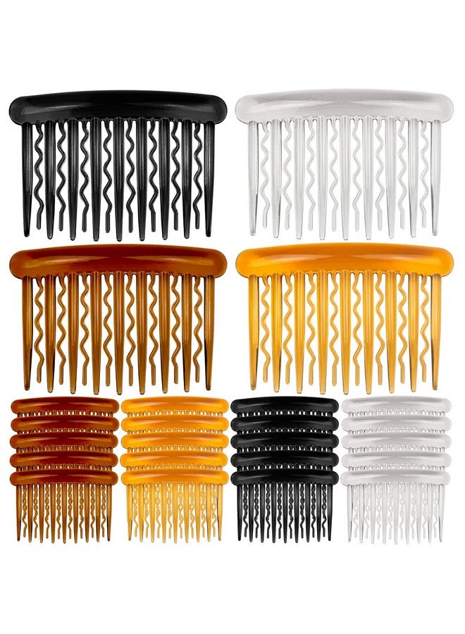ELANE 24 قطعة مشط شعر بلاستيكي صغير مع مشابك شعر بأسنان لملحقات الشعر لعروس الزفاف وطرحة الزفاف للنساء والفتيات والأشغال اليدوية 4 ألوان. - Image 2