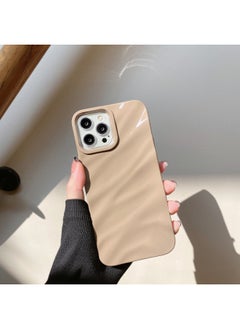 Three-dimensional Pleated Pattern For IPhone16pro Max Apple 15 Mobile Phone Case 14/13 Soft Case Niche High-end Feeling-Color:WT Pleated Varnish Khaki-Applicable Model:11 (without Packaging)