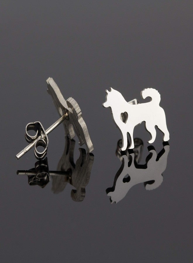 Soul Statement Husky Gifts for Women: Dog Mom Stud Earrings Silver Dogs (Silver Husky) - Image 4