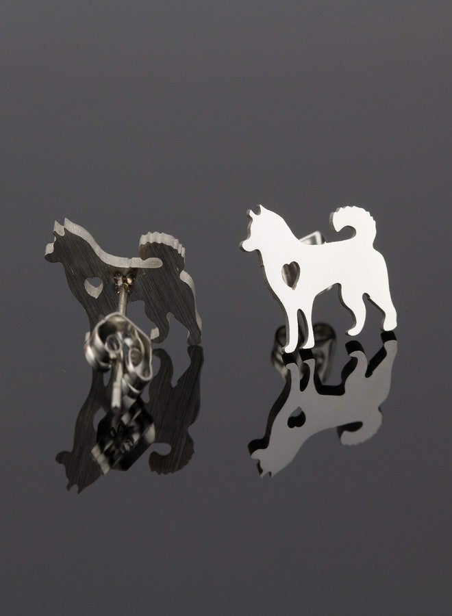 Soul Statement Husky Gifts for Women: Dog Mom Stud Earrings Silver Dogs (Silver Husky) - Image 5