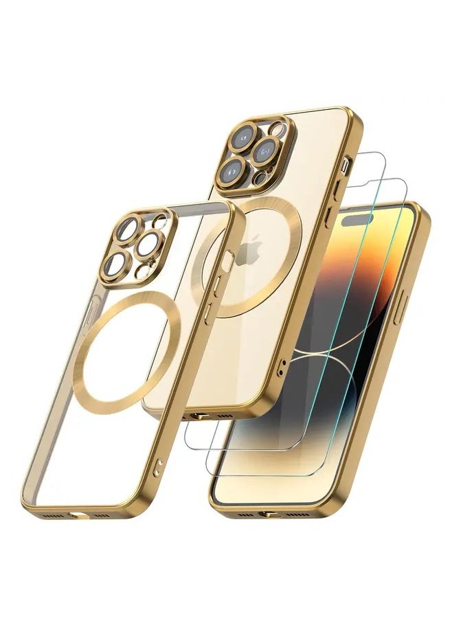 Generic - Luxury Plating Clear Magnetic For Magsafe Wireless Charge Case Compatible With IPhone 14 Pro Max Soft Silicone Ultraslim Edges Protective TPU PC Hybrid Case(14 Pro Max) - Image 1