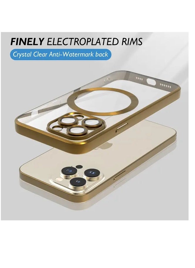 Generic - Luxury Plating Clear Magnetic For Magsafe Wireless Charge Case Compatible With IPhone 14 Pro Max Soft Silicone Ultraslim Edges Protective TPU PC Hybrid Case(14 Pro Max) - Image 1