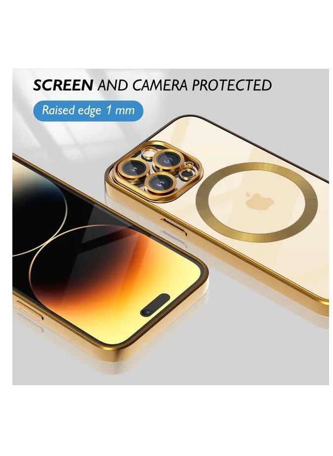 Generic - Luxury Plating Clear Magnetic For Magsafe Wireless Charge Case Compatible With IPhone 14 Pro Max Soft Silicone Ultraslim Edges Protective TPU PC Hybrid Case(14 Pro Max) - Image 1