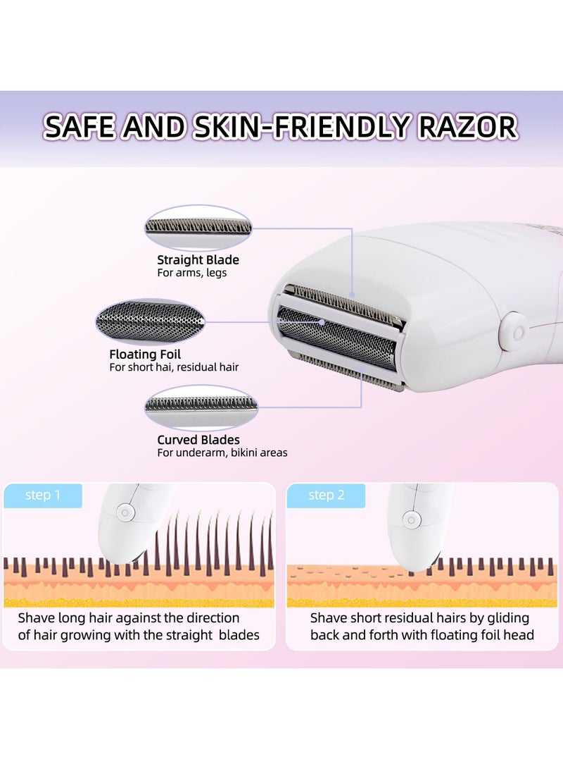 Electric Facial Hair Remover for Women Portable Smart Wet and Dry Flawless Hair Remover Fast and Slow Two Speed Adjustment IPX6 Watterproof 3 in 1 Painless Face Shaver USB Rechargeable Bikini Trimmer - Image 3