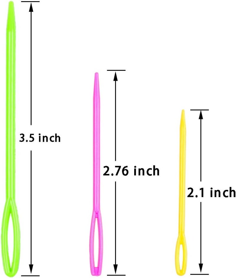 HEKISN Large-Eye Plastic Sewing Needles, Colorful Safety Lacing Needles, 3 Different Sizes Yarn Sewing Needle, Learning Needles for DIY Sewing Handmade Crafts 3.5 & 2.76 & 2.1 inch (30 Pieces) - Image 2