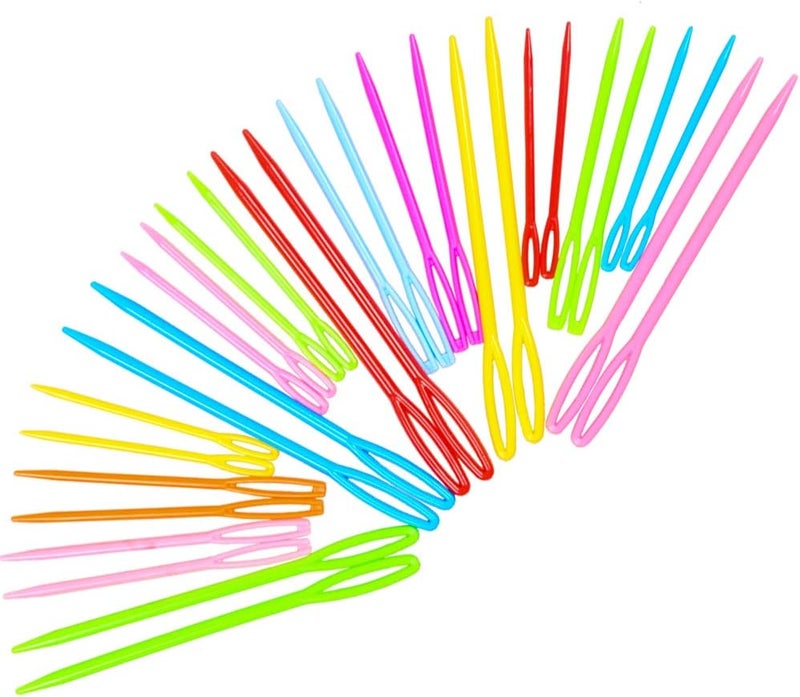 HEKISN Large-Eye Plastic Sewing Needles, Colorful Safety Lacing Needles, 3 Different Sizes Yarn Sewing Needle, Learning Needles for DIY Sewing Handmade Crafts 3.5 & 2.76 & 2.1 inch (30 Pieces) - Image 1