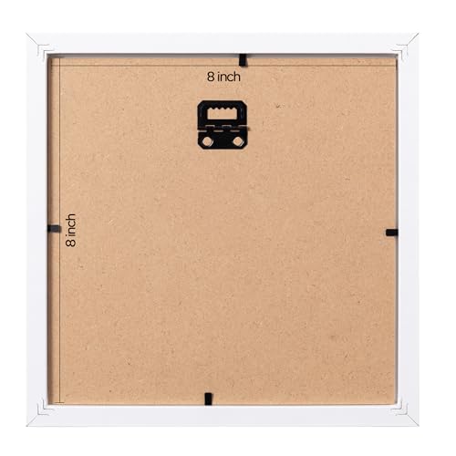 eletecpro مجموعة إطارات صور eletecpro 8x8 مكونة من 9 إطارات مع مات لصور 4x4 أو بدون مات لصور 8x8، ديكور جدار معرض مربع، كولاج لعرض الصور، مجموعة إطارات بيضاء للتعليق على الجدار - Image 3