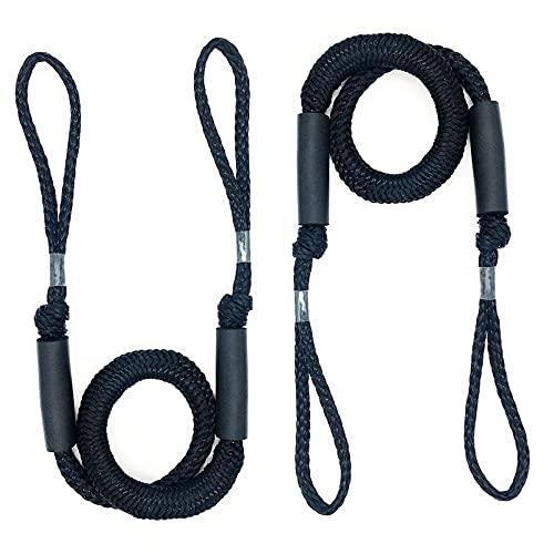 DockMoor Bungee Boat Dock Lines Mooring Rope Boat Accessories Docking Lines fo Kayak,Jet Ski,Pontoon,Canoe,Power Boat WaveRunner 4-5.5 ft Black 2 Pack - Image 1
