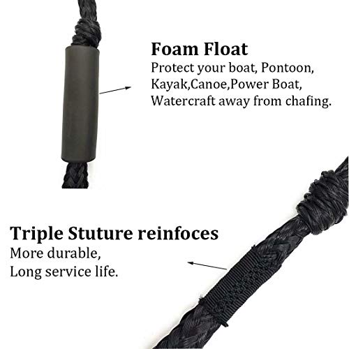 DockMoor Bungee Boat Dock Lines Mooring Rope Boat Accessories Docking Lines fo Kayak,Jet Ski,Pontoon,Canoe,Power Boat WaveRunner 4-5.5 ft Black 2 Pack - Image 5