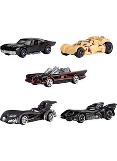 Hot Wheels 1:64 Scale Die-Cast Toy Cars, Set of 5 Batman 85th Anniversary Vehicles with 5 Different Batmobile Replicas in Commemorative Packaging