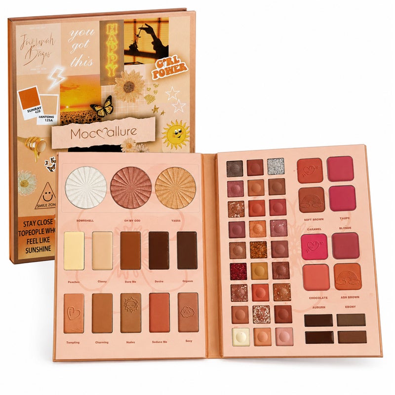 Me Now All-in-One Makeup Palette Cosmetic Set Eyeshadow Blush Highlighter Pressed Powder Brow Shades Book Style Multi Color Face Eye Kit for Daily Makeup - Image 1