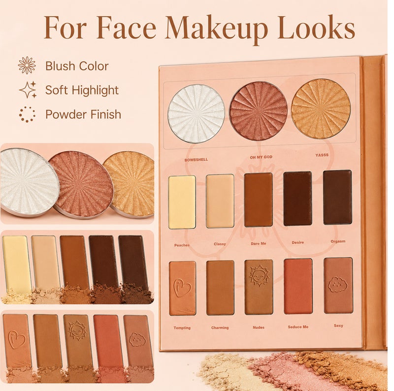 Me Now All-in-One Makeup Palette Cosmetic Set Eyeshadow Blush Highlighter Pressed Powder Brow Shades Book Style Multi Color Face Eye Kit for Daily Makeup - Image 4