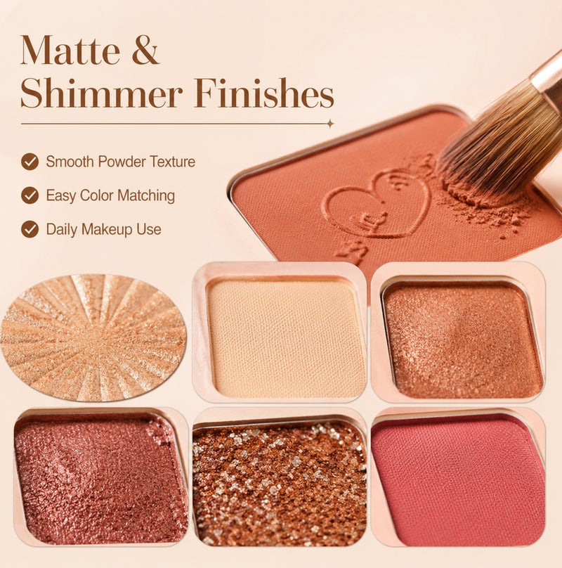 Me Now All-in-One Makeup Palette Cosmetic Set Eyeshadow Blush Highlighter Pressed Powder Brow Shades Book Style Multi Color Face Eye Kit for Daily Makeup - Image 5
