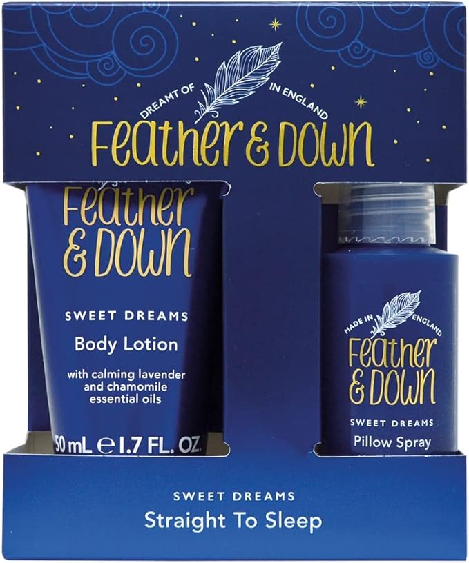 Feather & Down Feather Down Straight to Sleep Gift Set 50ml Pillow Spray 50ml Body Lotion The perfect sleep duo infused with lavender chamomile essential oils Vegan Friendly Cruelty Free  - Image 1