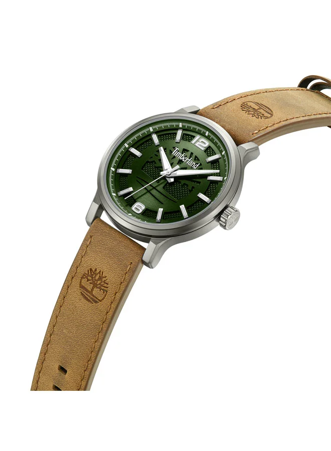 تمبرلاند Driscoll Green Dial Leather Strap Analog Watch for Men, 43mm