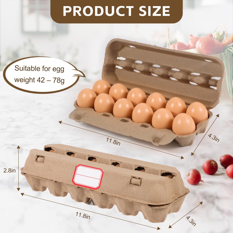 DecarDamai 24-Pack Bulk Empty Egg Cartons for Storage, 12-Count Natural Paper Pulp Reusable & Sturdy Design (Egg Storage Containers) - Image 2