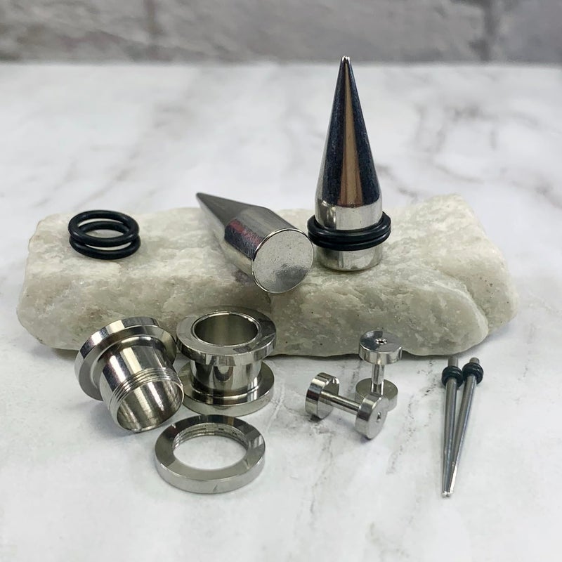 BodyJ4You 37PC Ear Stretching Kit - Beginner Gauges 14G-00G Starter Set - Aftercare Balm Wax - Steel Tapers Screw Fit Tunnels Plugs - Women Eyelet Mens Earrings Expander Piercing Jewelry - Image 2