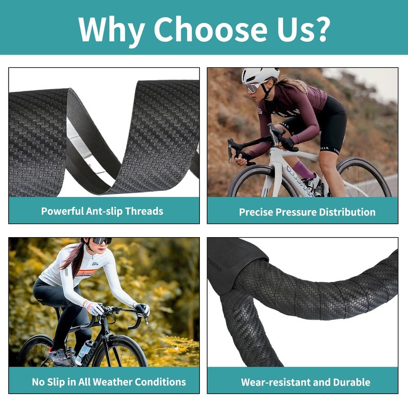 ZoiNavyer Bike Handlebar Tape, Black Bicycle Bar Tape, Bike Grip Tape EVA Road Bike Handlebar Tape of Comfortable Non-Slip Shock Absorption for Road Cycling, Mountain Biking(2 Rolls Per Set-Carbon Pattern) - Image 4