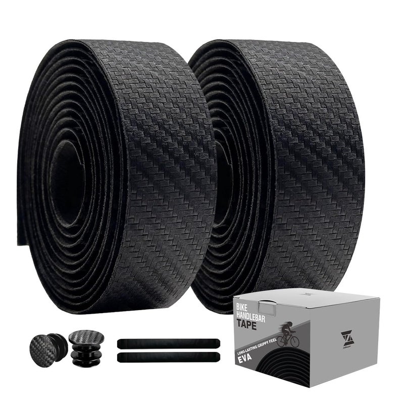 ZoiNavyer Bike Handlebar Tape, Black Bicycle Bar Tape, Bike Grip Tape EVA Road Bike Handlebar Tape of Comfortable Non-Slip Shock Absorption for Road Cycling, Mountain Biking(2 Rolls Per Set-Carbon Pattern) - Image 1