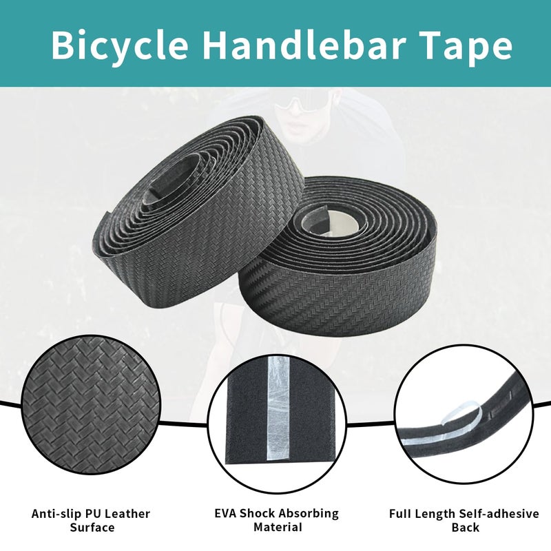 ZoiNavyer Bike Handlebar Tape, Black Bicycle Bar Tape, Bike Grip Tape EVA Road Bike Handlebar Tape of Comfortable Non-Slip Shock Absorption for Road Cycling, Mountain Biking(2 Rolls Per Set-Carbon Pattern) - Image 5