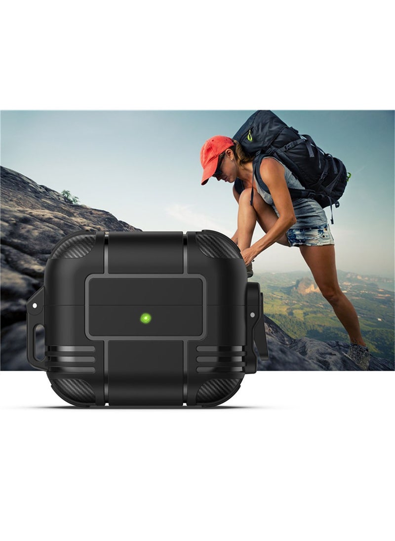 Generic - AirPods 3 Case Cover with Lock Protective Case Shockproof Cover with Keychain Compatible with AirPods 3 2021 Black - Image 1