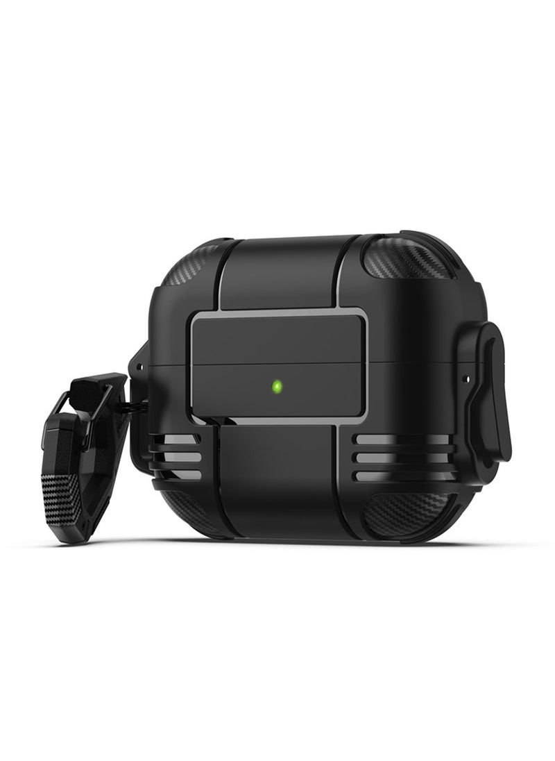 Generic - AirPods 3 Case Cover with Lock Protective Case Shockproof Cover with Keychain Compatible with AirPods 3 2021 Black - Image 1