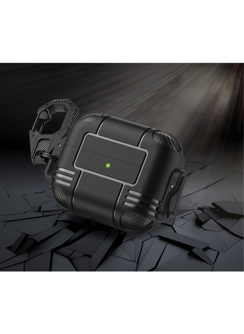 Generic - AirPods 3 Case Cover with Lock Protective Case Shockproof Cover with Keychain Compatible with AirPods 3 2021 Black - Image 1