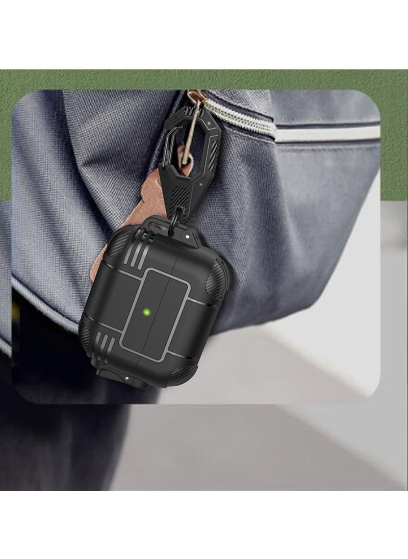 Generic - AirPods 3 Case Cover with Lock Protective Case Shockproof Cover with Keychain Compatible with AirPods 3 2021 Black - Image 1