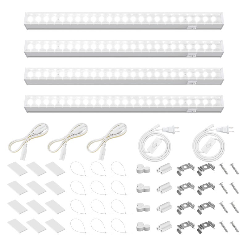 Barrina T5 Grow Lights for Indoor Plants, 5000K Full Spectrum, 1FT LED Growing Lamp, Plant Light Strip, for Seed Starting, Vegetables, Plug and Play, 4-Pack - Image 1