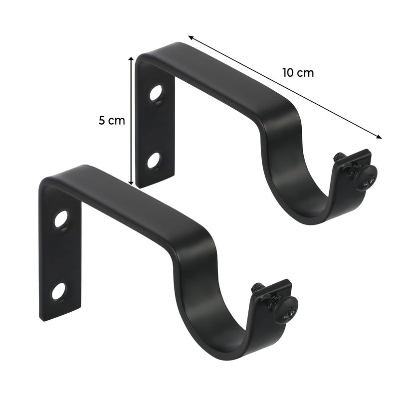 FAPBADRI Curtain KnobsFinials with Supports for 1 inch Curtain RodPipe Screws Wallplugs Included Material Stainless Steel Design Round Shape Color Black 2 Sets - Image 4