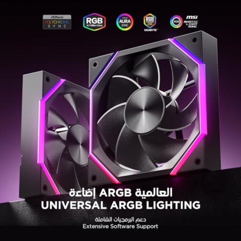 Nyota ARGB PC Case Fan 120MM [3 Packs] [Reverse] [HDB] 2000RPM/ 61.5CFM/ 50, 000 Hours Working Life Nyota-A12-Black-3PACK-R - Image 5