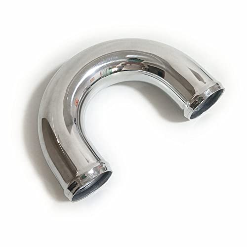 AotoKoop 3 76mm OD 180 Degree Aluminum Elbow Pipe with Beaded Ends for Intercooler Intake Polished 1181 300mm Long - Image 1