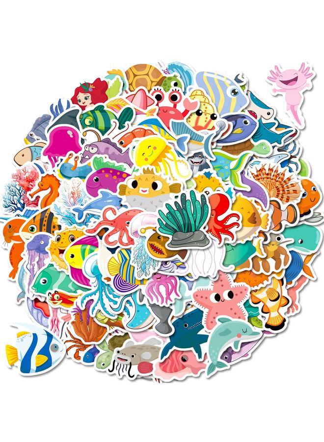 Bluejw Hot Selling 100 Boutique Cartoon Sea Life Stickers Sea Urchin Starfish Octopus Dolphin Decorative Stickers - Image 2