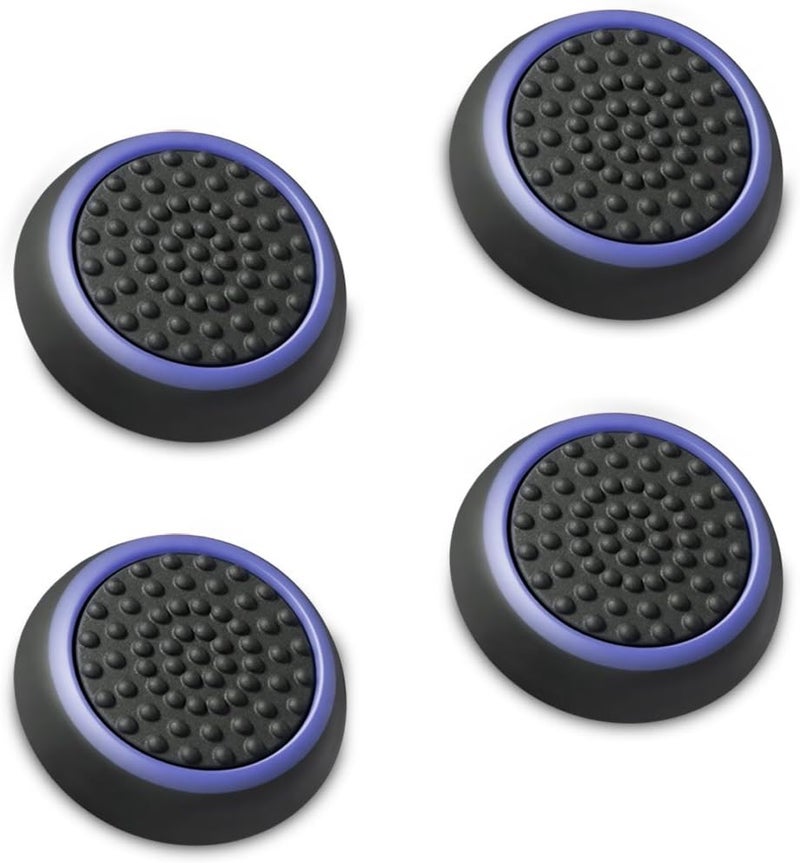 Fosmon Performance Thumb Grips Joystick Caps for Nintendo Switch 2, Switch 1, Joycon Grip, PS5, PS4, Xbox One, Xbox Series X/S, Rubber Controller Grips - Black/Blue (2 Pair - 4 Pieces) - Image 1