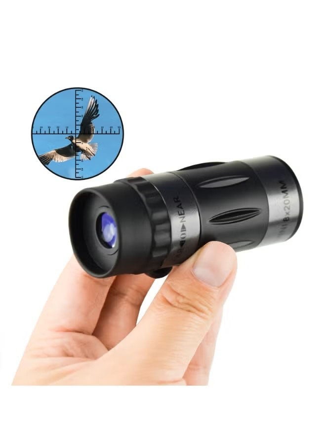 Ailily 8X20mm Monocular Telescope, Compact Telescope High Powered Mini Pocket Monoscope HD Handheld Monocular Scope for Adults Gifts Designed for Bird Watching Hiking Hunting Black - Image 1