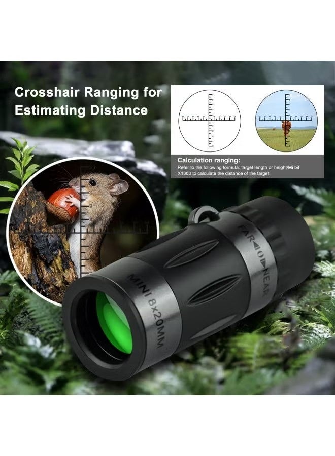 Ailily 8X20mm Monocular Telescope, Compact Telescope High Powered Mini Pocket Monoscope HD Handheld Monocular Scope for Adults Gifts Designed for Bird Watching Hiking Hunting Black - Image 4