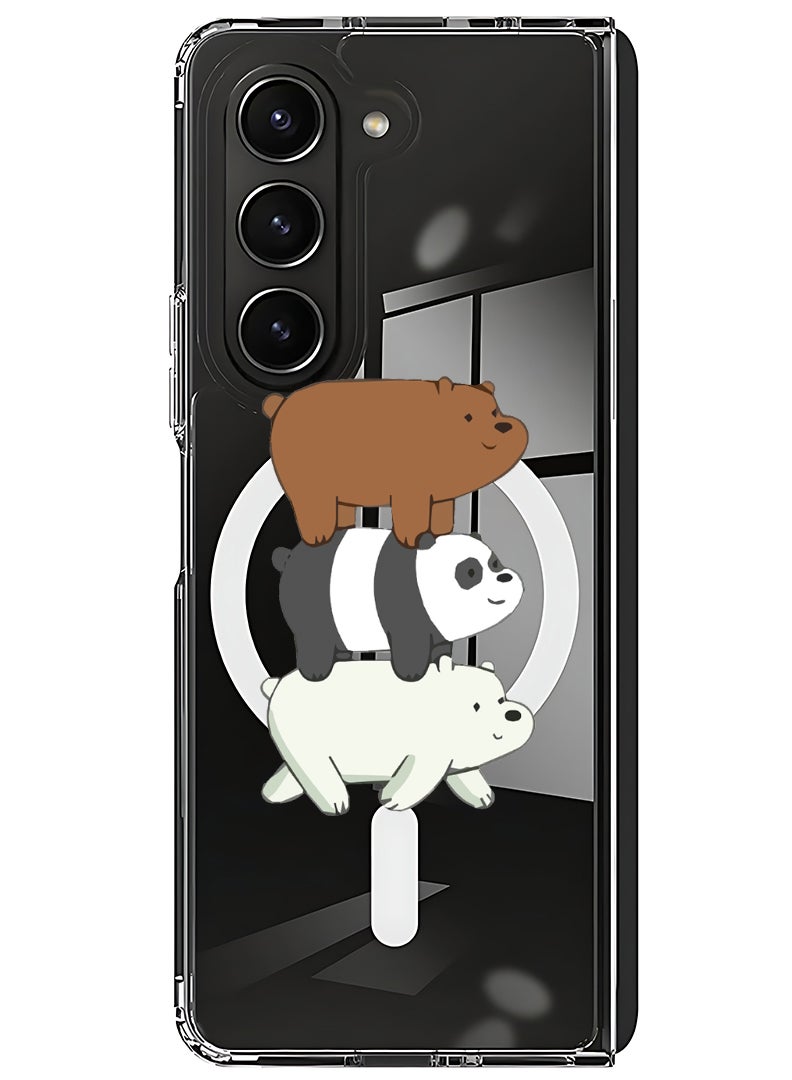 Theodor Magnetic Case for Samsung Galaxy Z Fold 6 Compatible with MagSafe Wireless Charging, Shockproof Phone Bumper Cover Three Panda-01 - Image 1