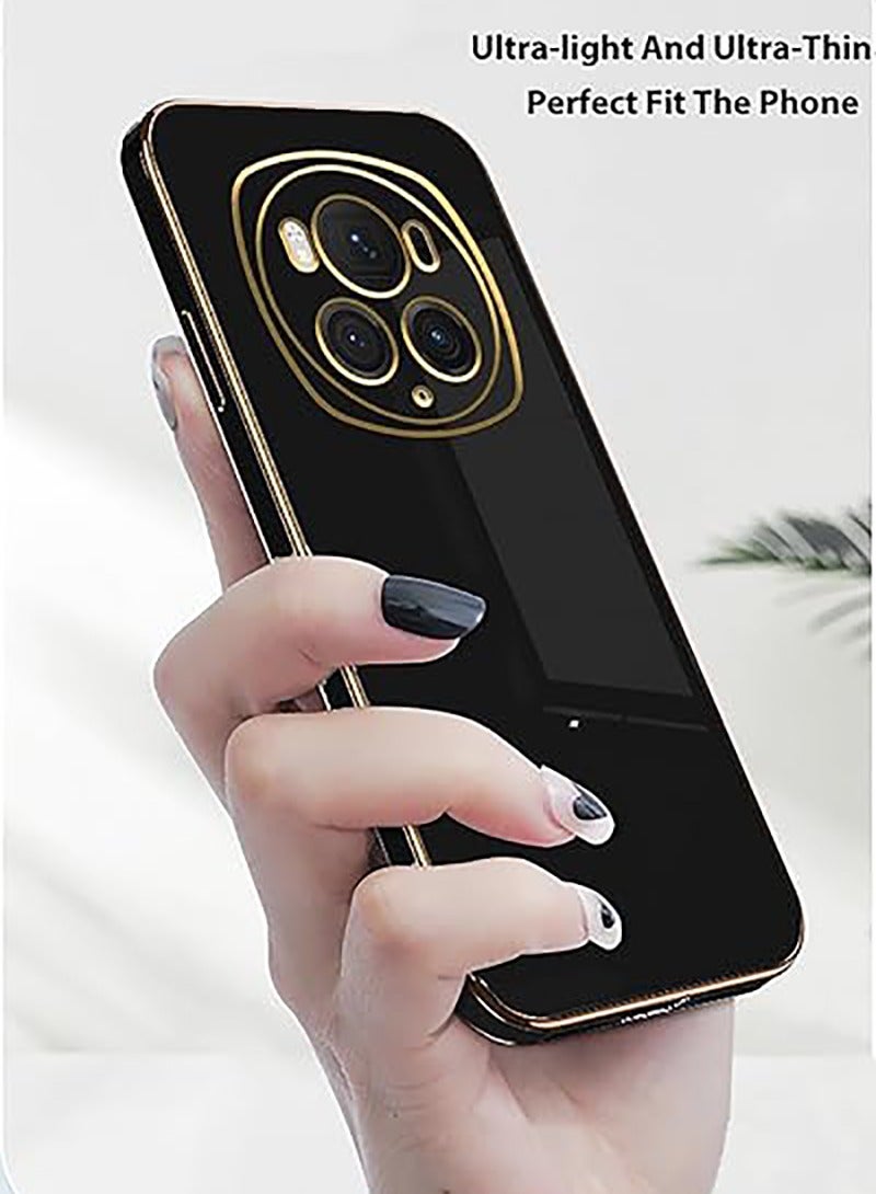 Compatible with  Honor Magic 6 Pro case, smooth veneer gold plated chrome, Black Thin and smooth shock-proof full protection  Honor Magic 6 Pro case（Black）  - Image 3