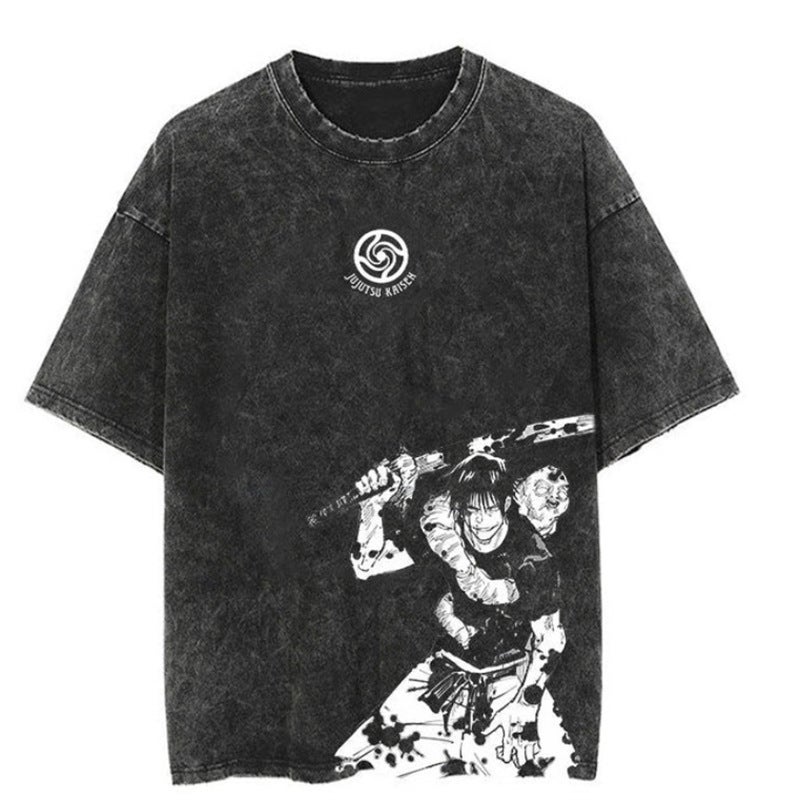 Old Retro Washed Animation Five Short Sleeve American Sleeve Tt Shirt - Image 5