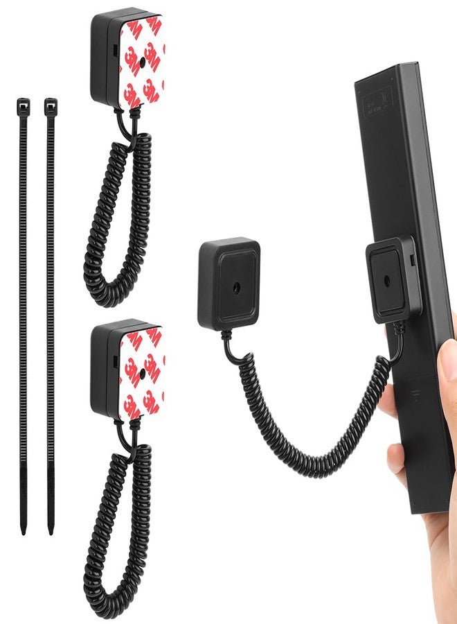 WALLFID 2-Pack Magnetic Remote Control Holders with Spring Ropes - Safely Secure TV Remotes & Small Items, Wall-Mount with Adhesive, Anti-Loss, Rapid Adsorption, Extendable Spring.(Black, 2 Pack) - Image 1