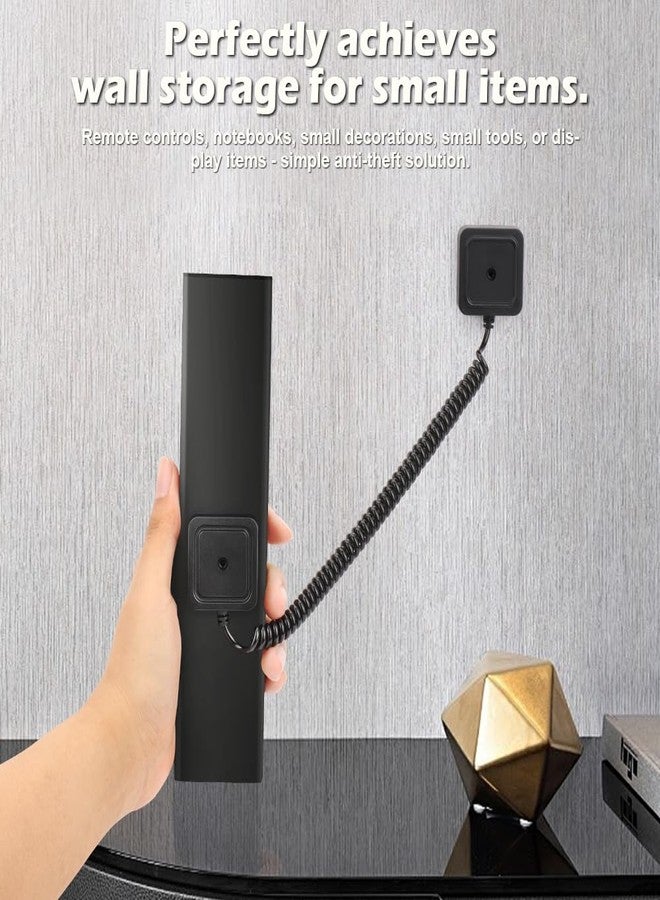 WALLFID 2-Pack Magnetic Remote Control Holders with Spring Ropes - Safely Secure TV Remotes & Small Items, Wall-Mount with Adhesive, Anti-Loss, Rapid Adsorption, Extendable Spring.(Black, 2 Pack) - Image 5