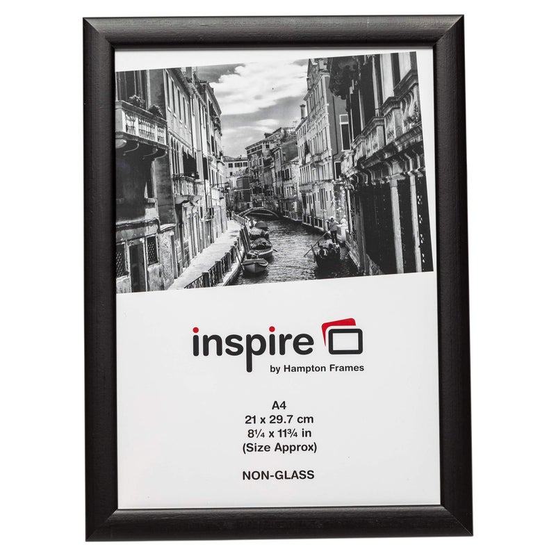 Hampton Frames BLACKWOOD A4 21x297cm Black Poster Frame Acrylic NonGlass Front Pack of 1