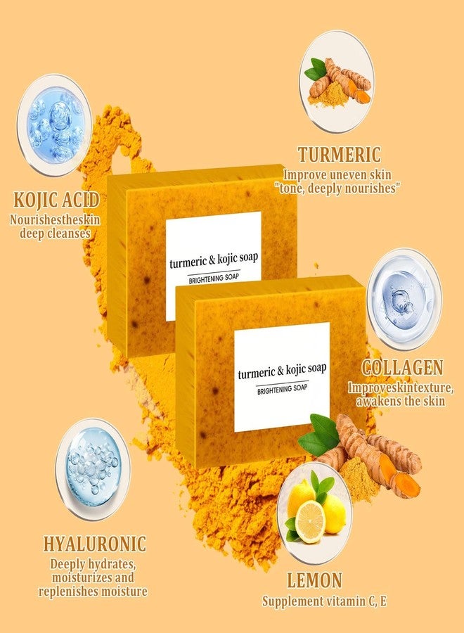 guluxly Lemon Turmeric Kojic Soap, Turmeric Soap Bar with Vitamin C, Lemon, Retinol Collagen, Shea Butter for Face and Body (4) - Image 5