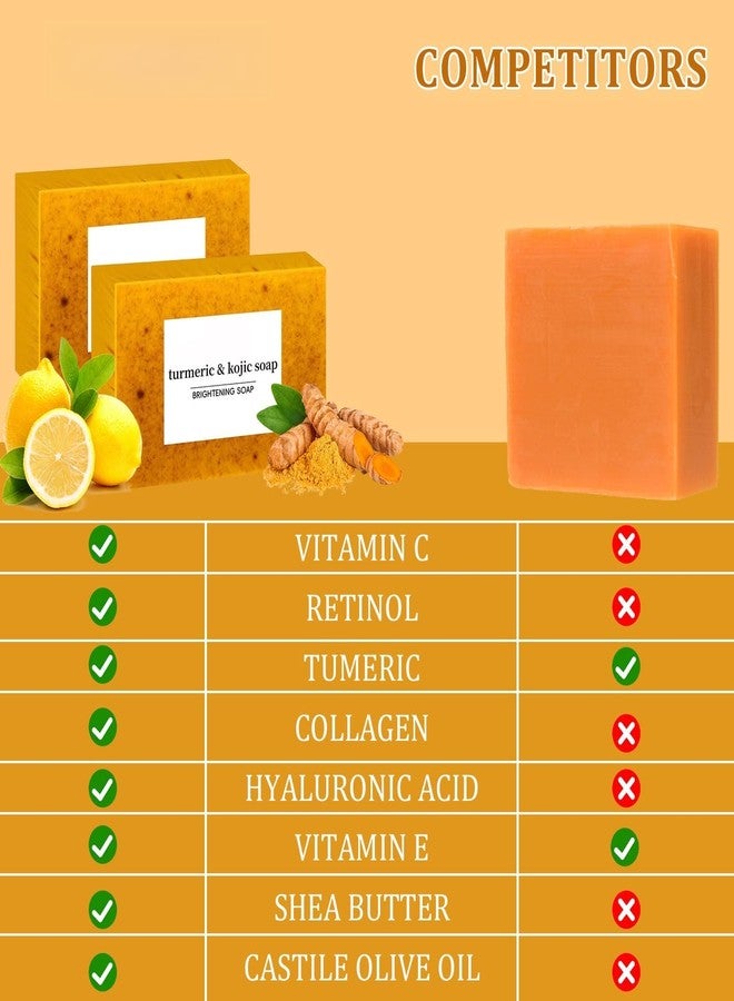guluxly Lemon Turmeric Kojic Soap, Turmeric Soap Bar with Vitamin C, Lemon, Retinol Collagen, Shea Butter for Face and Body (4) - Image 2